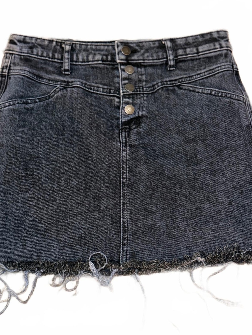 TCEC Size 27” Black Acid Wash Button Front Denim Mini Skirt